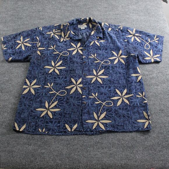 Avanti Shirt Men XXL Silk Hawaiian Aloha Floral Blue Button Up Tropical Colorful - Picture 1 of 6